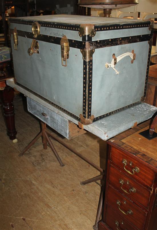 Zinc top table & trunk